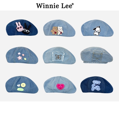 WinnieLee牛仔贝雷帽子显脸小
