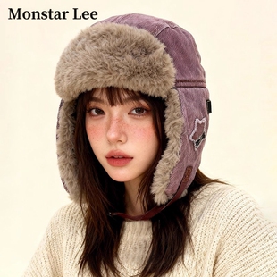 Monstar Lee日本设计师联名款帽子秋冬季保暖护耳加绒防寒雷锋帽