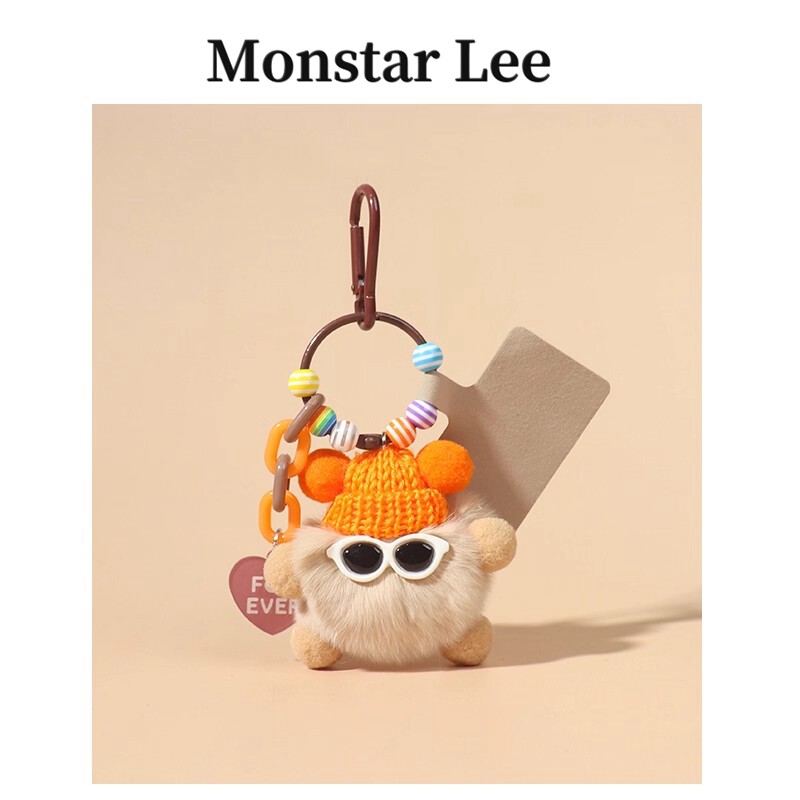 Monstar Lee日本设计师联名款可爱獭兔毛小煤球包挂件女毛绒公仔