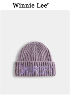 Winnie Lee日本设计师联名款毛线帽子秋冬季大头围加厚保暖针织帽