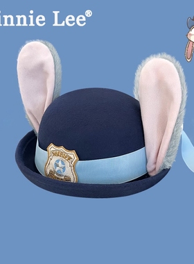 Winnie Lee日本设计师联名款朱迪兔子警官卡通耳朵帽子女可爱礼帽