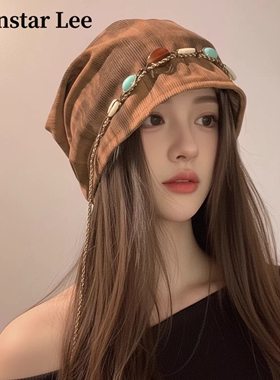 Monstar Lee日本设计师联名款堆堆帽子女秋季包头帽美拉德风冷帽