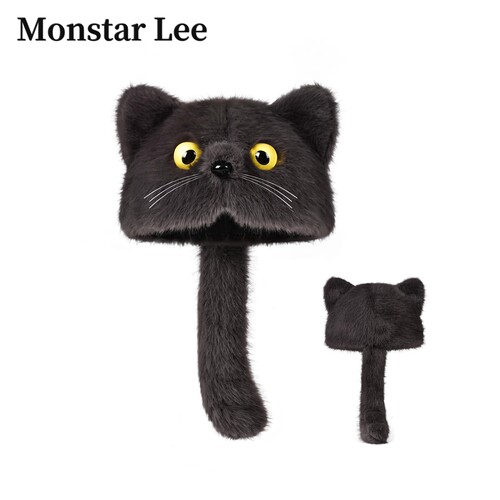 Monstar Lee日本设计师联名款帽子冬季权志龙黑猫保暖包头毛绒帽