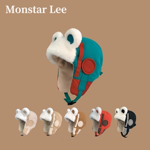 Monstar Lee日本设计师联名款可爱小熊耳朵雷锋帽女冬季保暖帽子