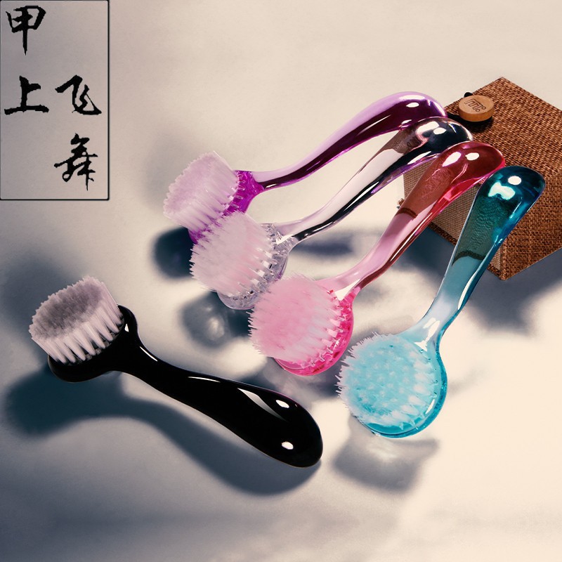 美甲刷厂家直销美甲圆头带盖清洁工具长柄清洁美甲刷美甲工具