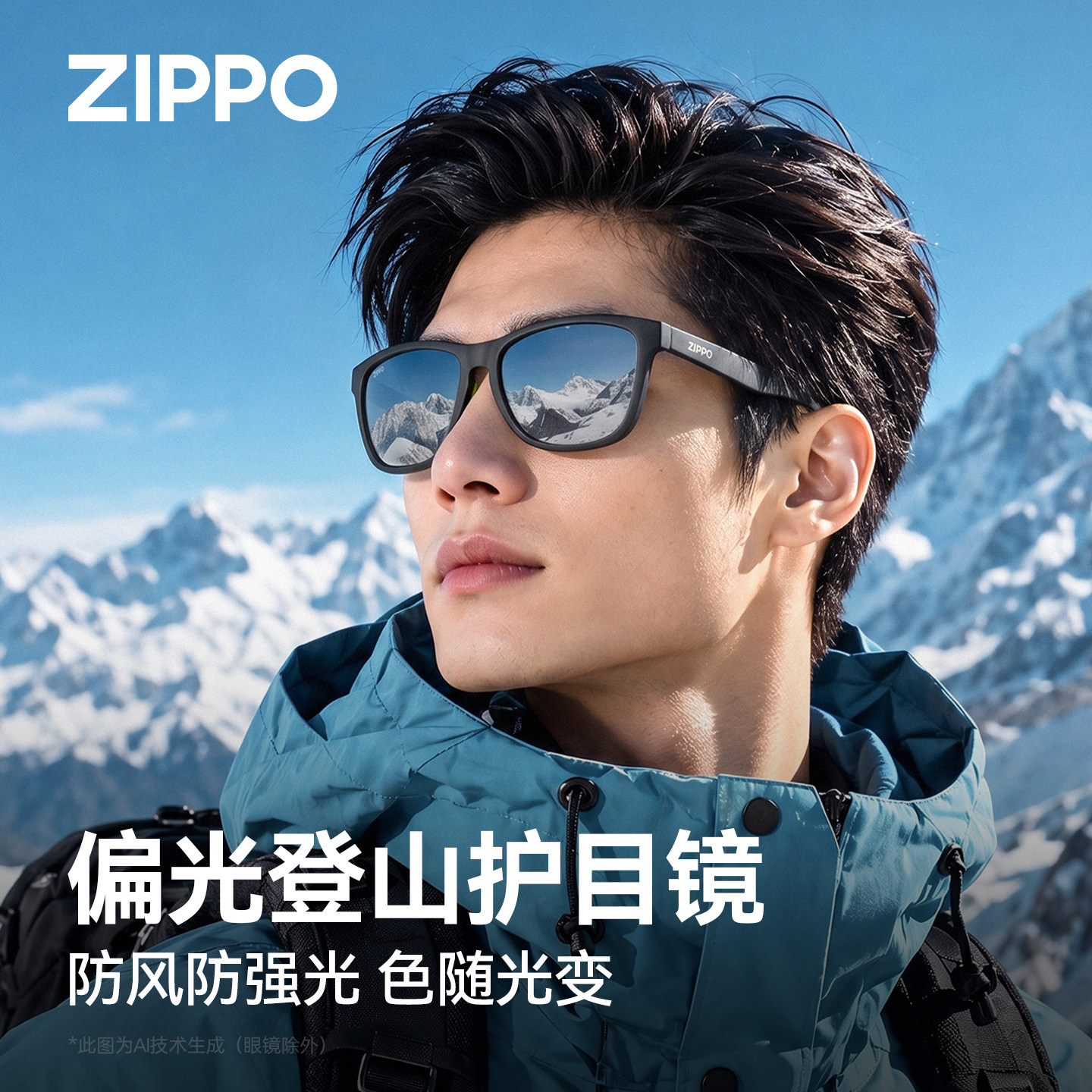 ZIPPO偏光墨镜变色运动户外登山徒步骑行太阳镜男款75695