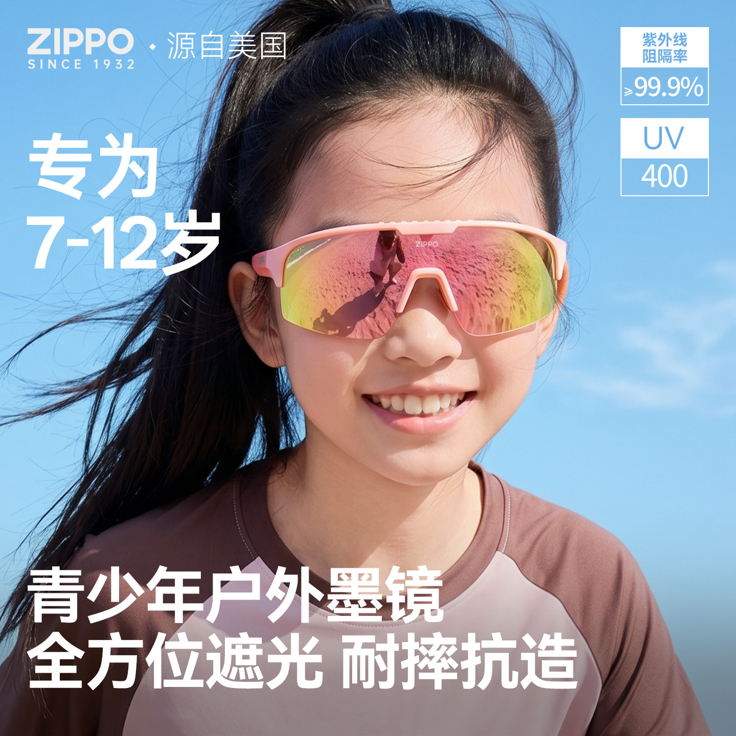 ZIPPO儿童运动眼镜骑行跑步足球防紫外线防风变色护目镜男女52875图片