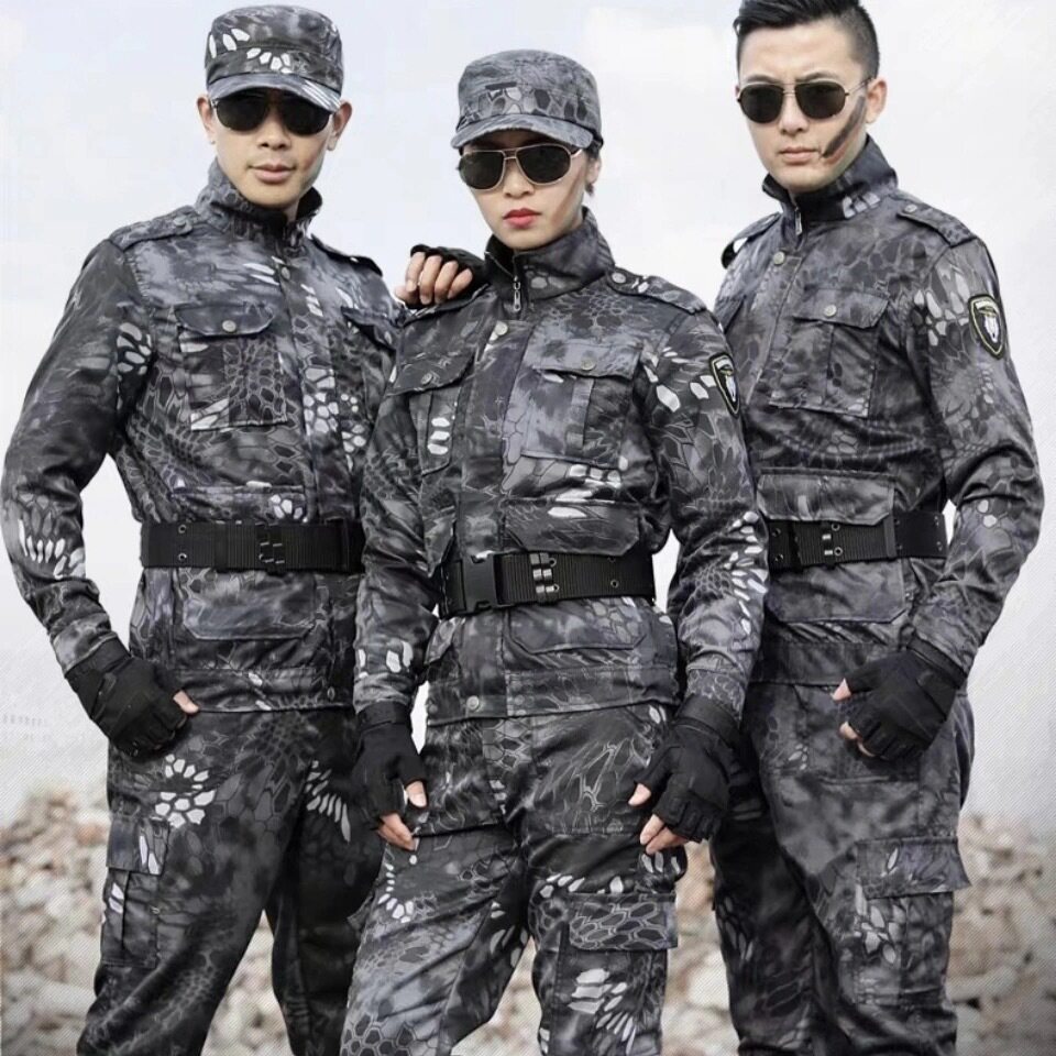 蟒纹迷彩户外套装春秋冬季耐磨透气劳保工作服作训服特种兵野战服