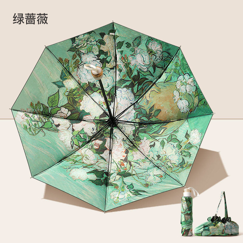 雨伞5个花型双层黑胶遮阳伞晴雨两用女折叠太阳伞防晒防紫外线图片