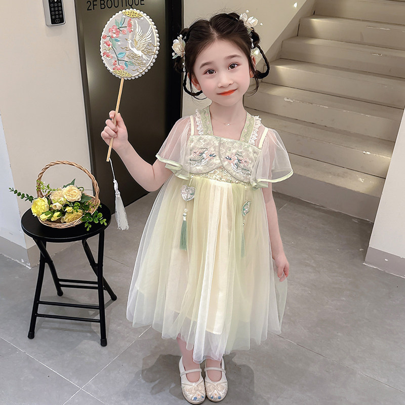 女童汉服裙夏款2026新款国风洋装儿童夏季刺绣超仙女宝宝襦裙夏