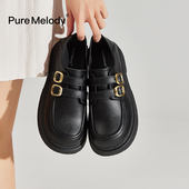 春秋复古一脚蹬懒人厚底高级感学生百搭小皮鞋 PM乐福鞋 女2026新款