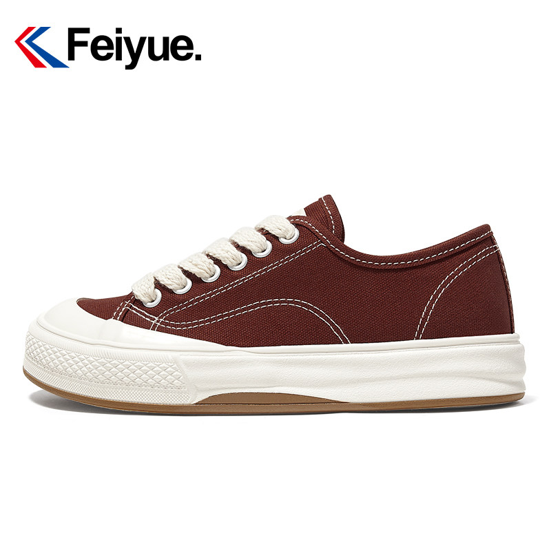 feiyue/飞跃焦糖色软底舒适帆布鞋2024春夏款官方厚底简约