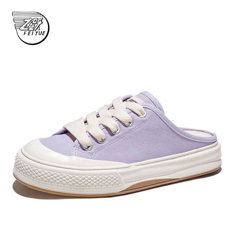 飞跃一脚蹬半拖低帮帆布鞋拖鞋