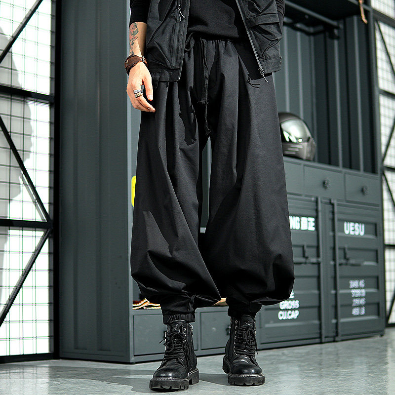 thumbnail for Japanese dark trend fat wide-legged corseted bloomers, men's loose hip-hop, sporty personality, casual harem pants