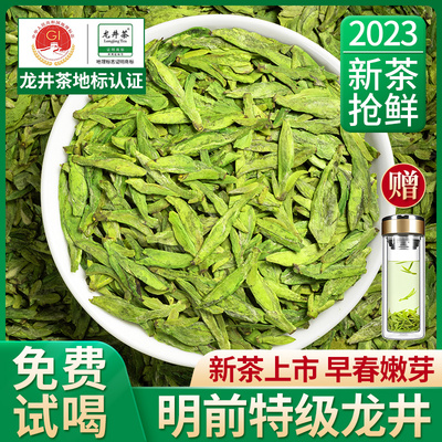 龙井茶2023年新茶正宗杭州明前特级绿茶浓香型春茶散装茶叶500g