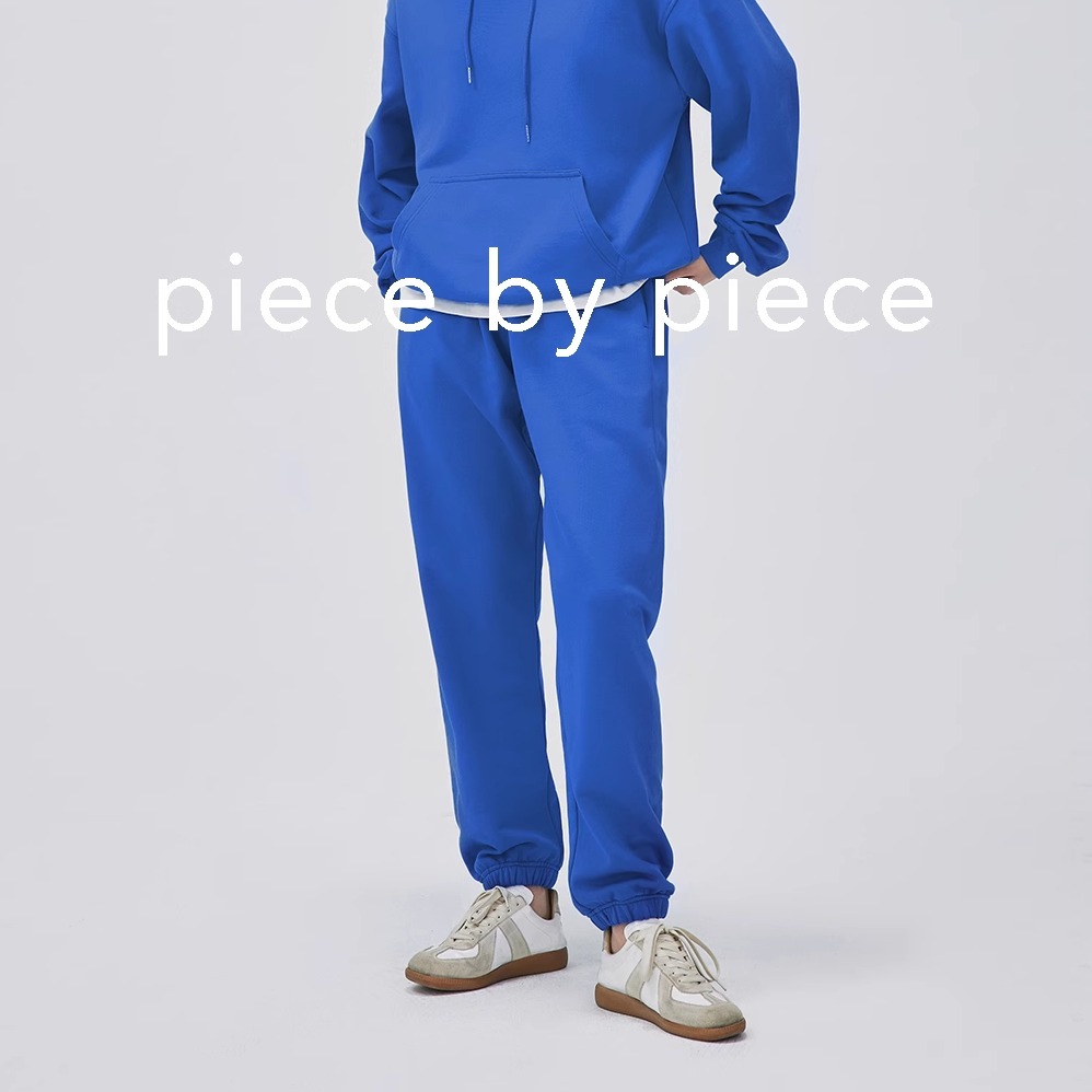 piece by piece 纯棉束口卫裤春秋休闲运动裤宝蓝色裤子女
