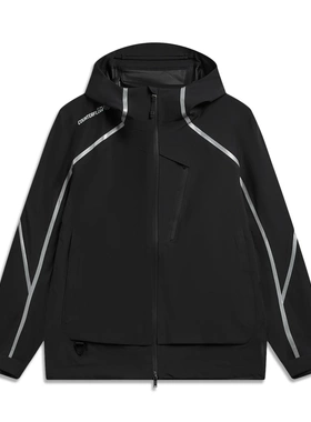 李宁户外CF溯万龙甲冲锋衣黑龘男女同款防风单层冲锋衣AEMW005