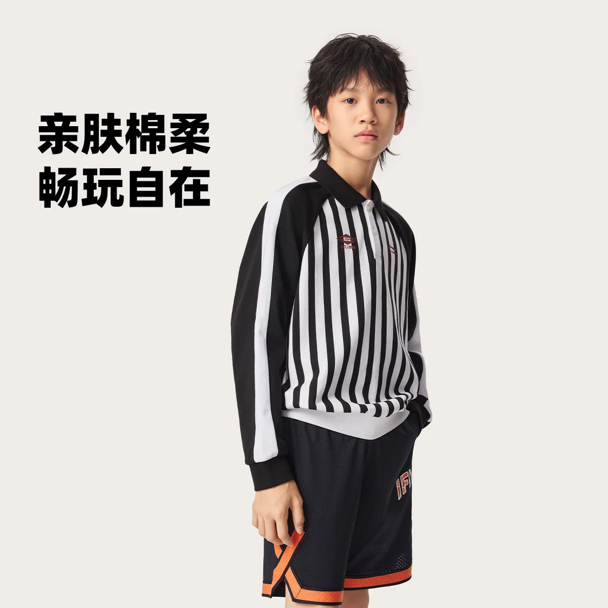 李宁2026新款男女小大童宽松长袖POLO衫YPLW017-1