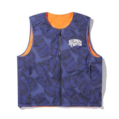 李宁BBC联名系列男子2024新款满印宽松保暖双面穿羽绒马甲AMRU119