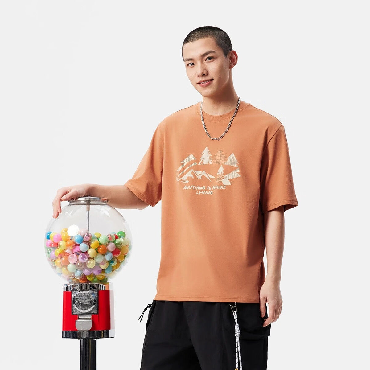 李宁短袖T恤宽松男2025夏季新款情侣同款圆领上衣针织半袖AHSV271