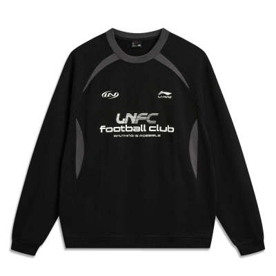 李宁球迷风卫衣女2026新款情侣上衣宽松长袖针织运动服男AWDW355