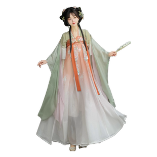 花小衣原创汉服【三春辉月】唐制一片式穿孔下裙汉元素清新春夏款