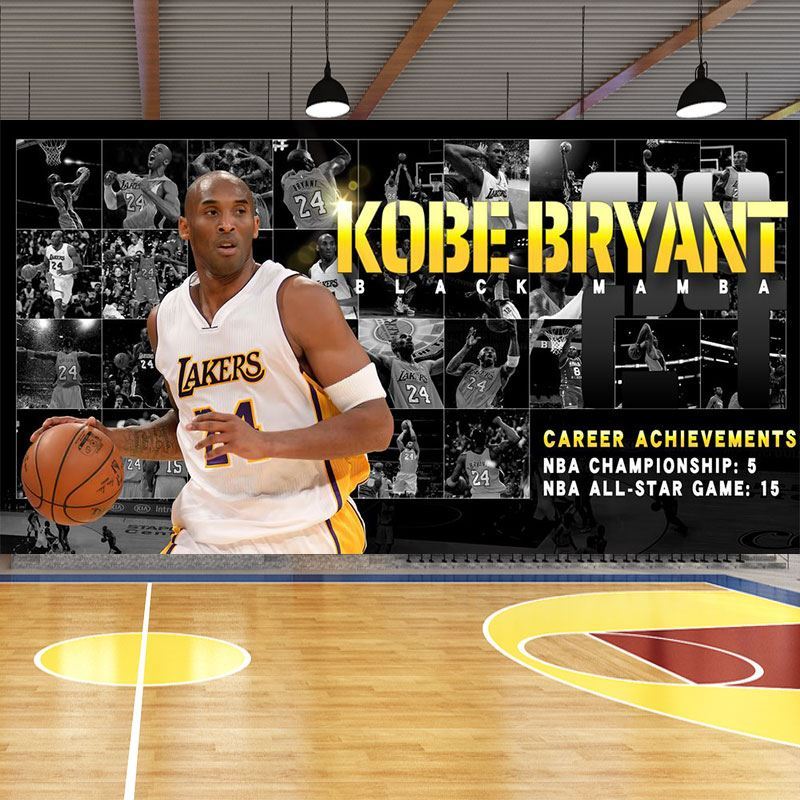 篮球主题体育馆壁纸NBA球星科比詹姆斯球鞋店墙纸篮球俱乐部壁画