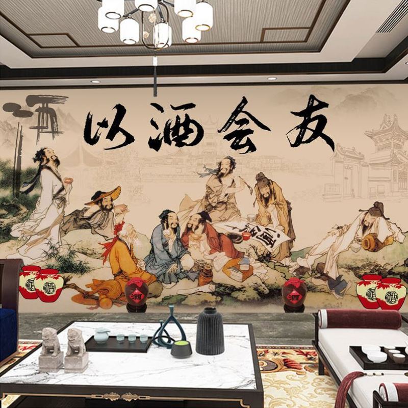 水浒传酒文化墙纸熏酱江湖风小酒馆以酒会友古代武侠梁山好汉壁纸