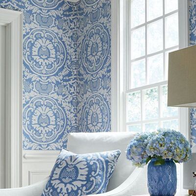 EARL DAMASK 欧式古典圆圈大马士革 卧室客厅背景墙无缝定制壁布