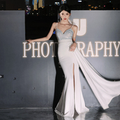 高定白色晚礼服女2026新款 高级感宴会气质鱼尾轻奢小众高端主持人