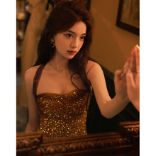 挂脖小晚礼服女高级感气质名媛连衣裙轻奢小众高端亮片鱼尾小个子