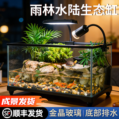 新款乌龟缸饲养箱晒爬台混养鱼缸
