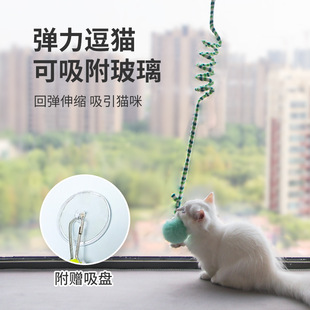挂门猫玩具荡秋千绒毛吸盘小猫咪自嗨解闷悬挂弹力绳猫咪玩具弹簧