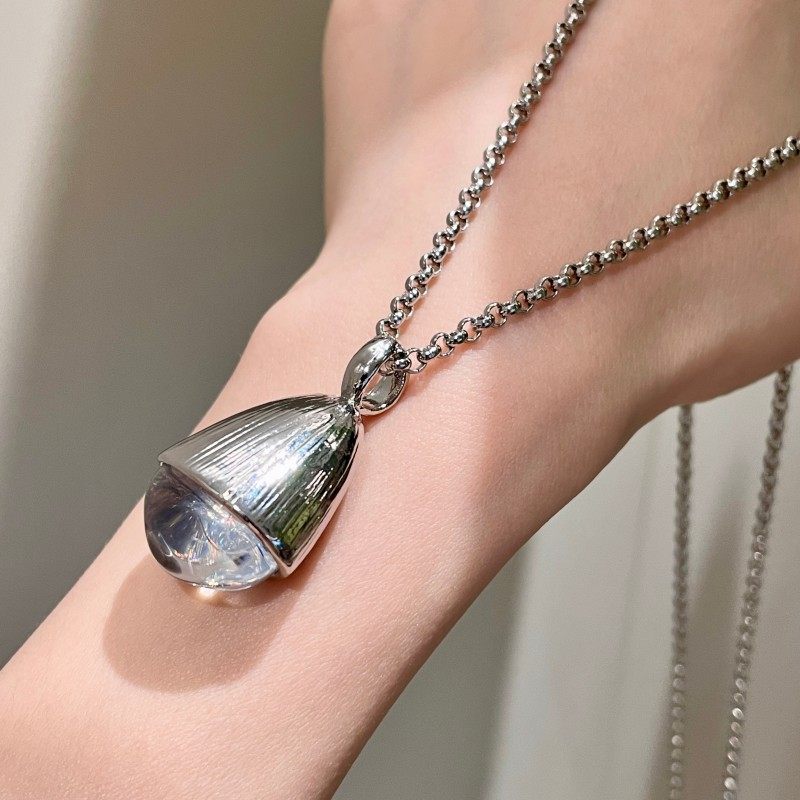 银色拉丝松果白透明水晶锁骨链女毛衣链轻奢配饰长款项链15,饰品/流行首饰/时尚饰品新,项链,淘宝优惠券,粉丝福利购,淘宝优惠卷