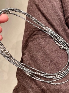 清辉项链女长款小众设计感仙女风百搭银色气质多戴法挂脖颈链 23