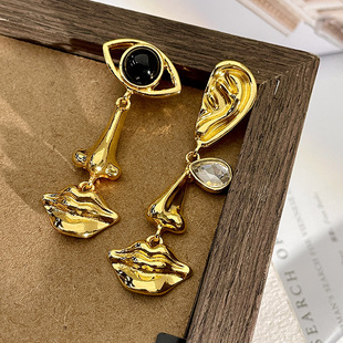 印第安不对称耳钉五官系列眼睛AB款耳饰港风复古夸张重工耳环08