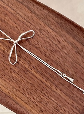 蝴蝶结流苏项链轻奢小众设计感可调节长款毛衣链配饰女款颈链10