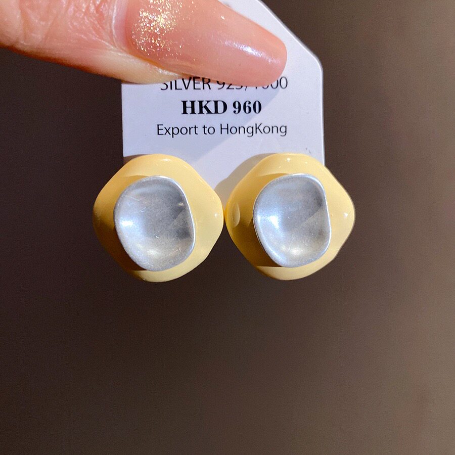春夏多巴胺滴釉不规则耳环女甜美小众设计耳钉巨好看独特漂亮耳饰