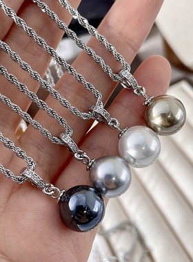 万能扣珍珠吊坠美拉德麻花长款项链日常百搭装饰链毛衣链配饰53