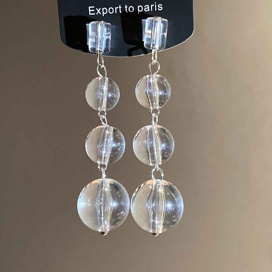 渐变轻奢琉璃球耳环高级感精致透明垂坠气质高端晶莹水珠耳钉