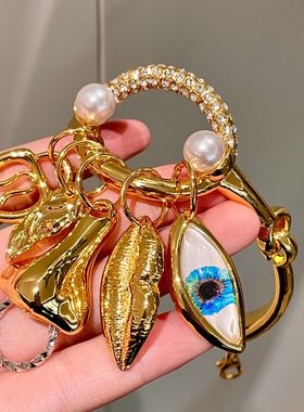 超现实主义金属五官吊坠手环重工眼睛嘴唇鼻子流苏手镯99