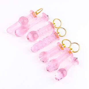 Mini pull ring pink crystal posterior anal plug floating-poi
