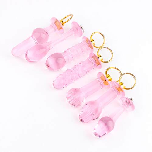 Mini pull ring pink crystal posterior anal plug floating-poi