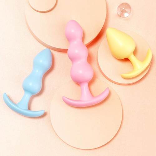 Jelly‑style anal plug with tail for women, large bead anal