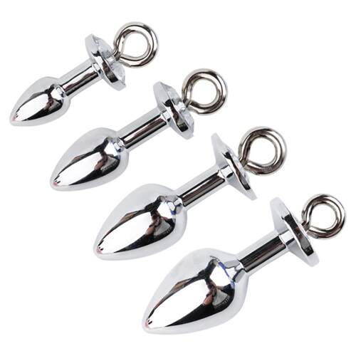 Metal with drill back court anal plug sm anal development ex