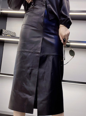 慕淑莲纯皮皮裙女通勤