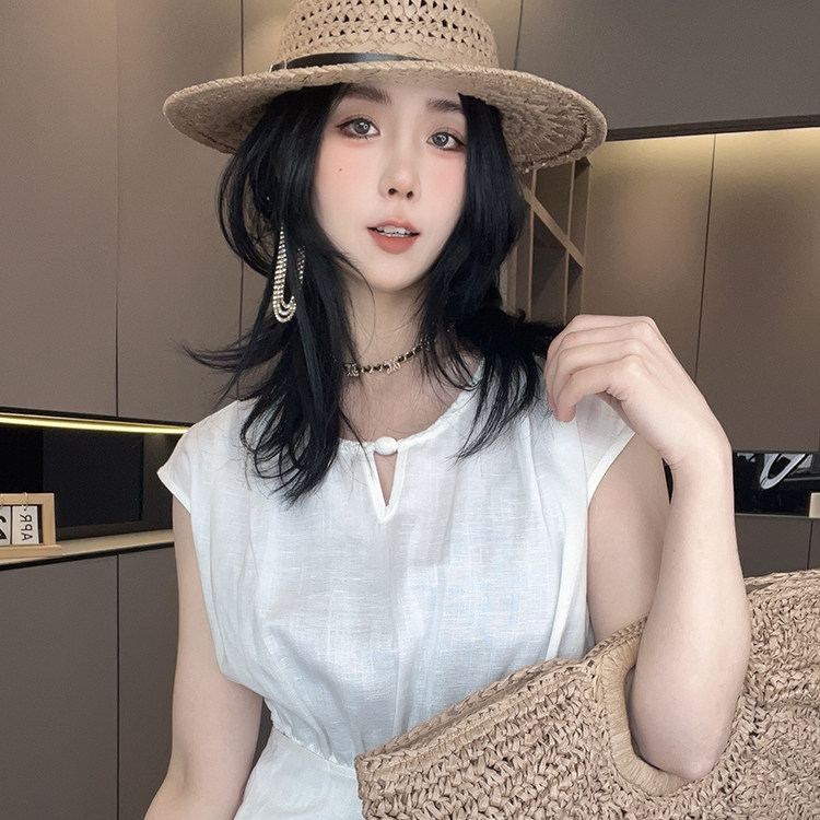 蕾丝拼接腰封连衣裙女2026春季新款欧洲站纯色圆领长裙宽松裙子