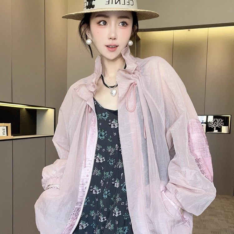 薄款防晒外套女2026春季新款欧洲站欧货花苞领防晒服拉链长袖上衣