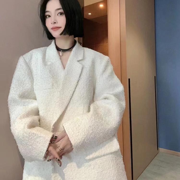 2025早春季新款时尚宽松气质高级感呢子大衣西装女外套欧货大气