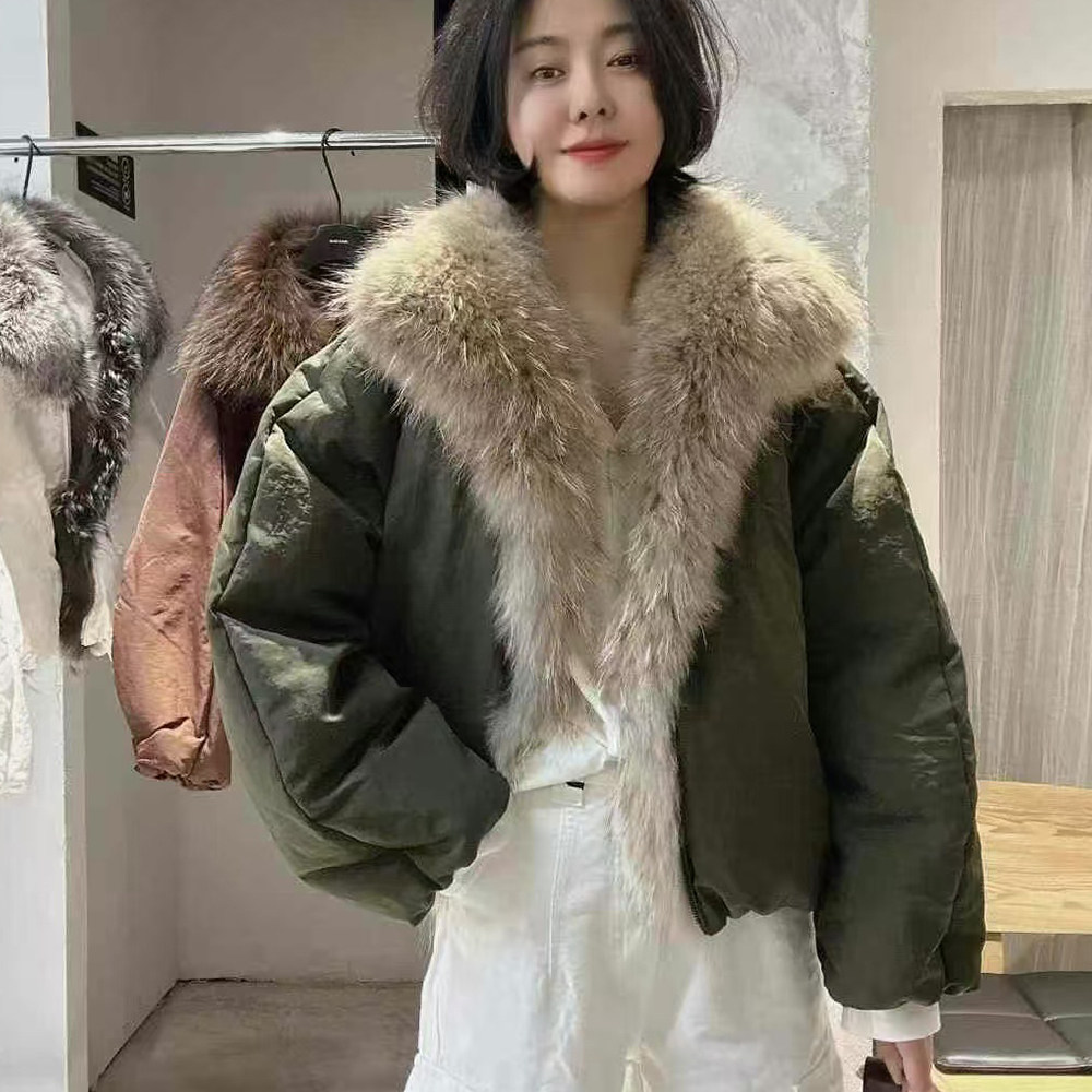 可拆卸毛领派克羽绒服女2025秋冬新款女装欧洲站保暖外套长袖上衣